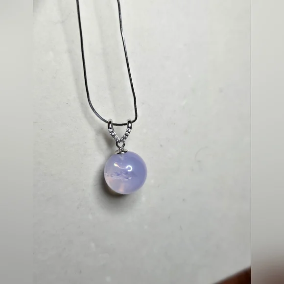 Sterling Silver Lavendar Moon Quartz Crystal Necklace - Picture 3 of 3